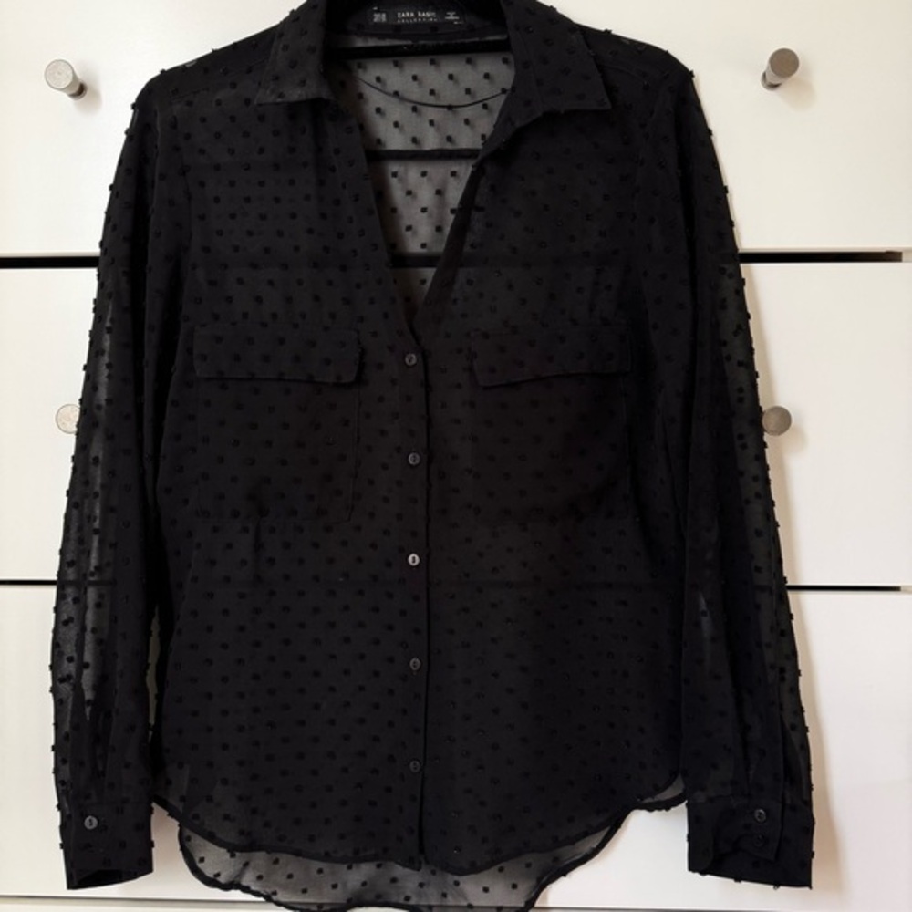 Semi-Sheer Zara Plumetis Dotted Shirt